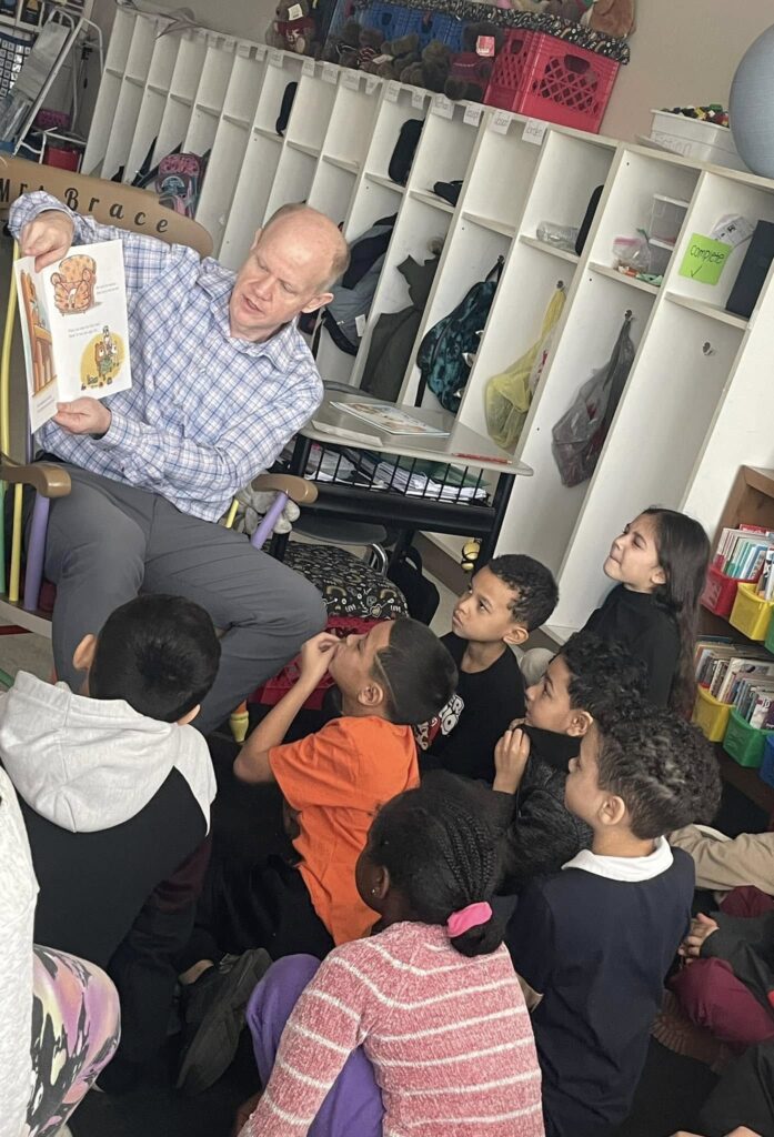 Reading to students at Allentown's Roosevelt Elementary School for Read Across America.